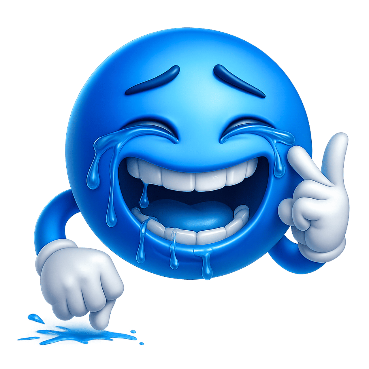 Blue Emoji Pointing and Laughing with Tears